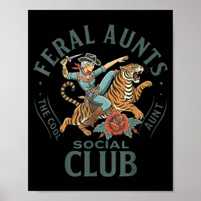 Feral Aunts Social Club Western Cowgirl Riding Tig Poster (Framsidan)