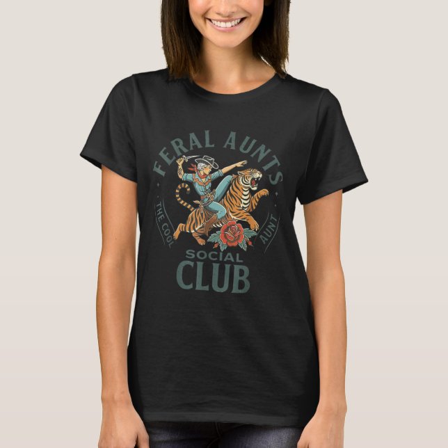 Feral Aunts Social Club Western Cowgirl Riding Tig T Shirt (Framsida)