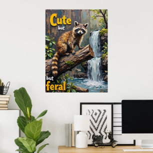 Feral Charm: A Raccoons Porträtt Poster
