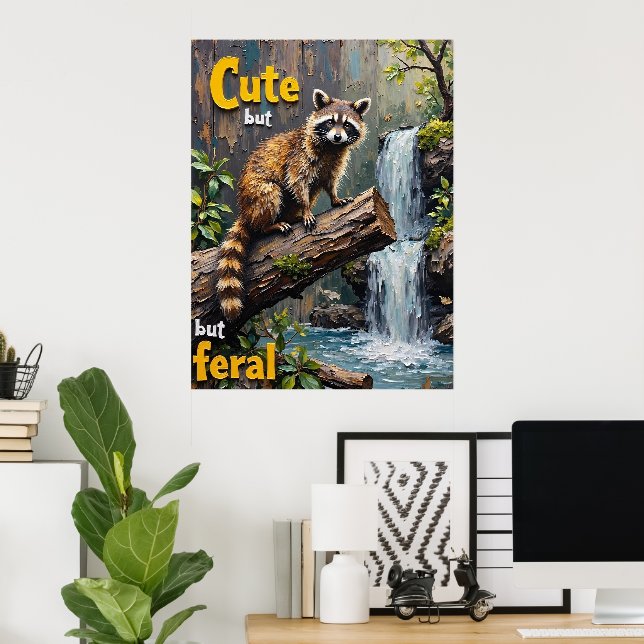 Feral Charm: A Raccoons Porträtt Poster (Hemmakontoret)