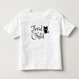 Feral Child med Black Cat Design T Shirt