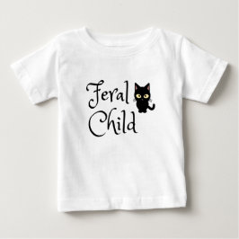 Feral Child med Black Cat Design T Shirt