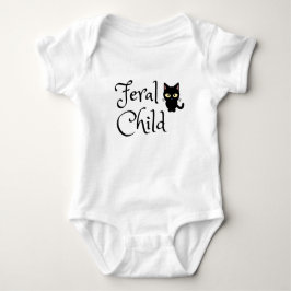 Feral Child med Black Cat Design T Shirt