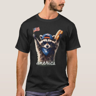 Feral Free Amerikansk Tvättbjörn Rolig 4:e Juli T Shirt