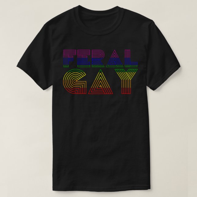 Feral Gay LGBT Gay Bi Pan Trans-Pride Membow Rainb T Shirt (Design framsida)