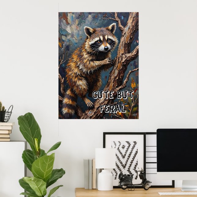 Feral Gaze: Raccoon i Bare Skogen Poster (Hemmakontoret)