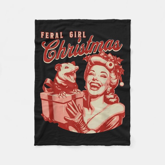 Feral Girl Christmas Funny Ossum Ssum Merry Xmas W Fleecefilt (Framsidan)