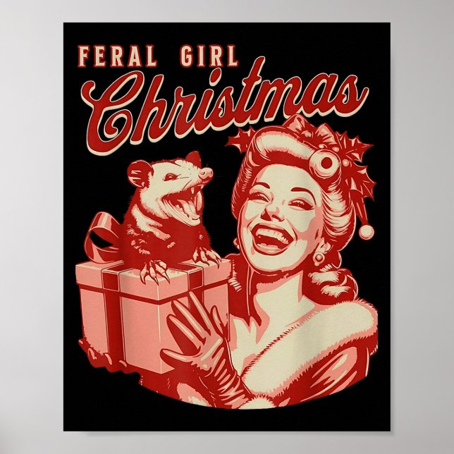 Feral Girl Christmas Funny Ossum Ssum Merry Xmas W Poster (Framsidan)