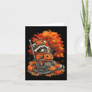 Feral Girl Fall Raccoon Halloween Pumpkin Raccoon Kort