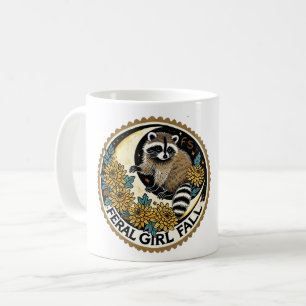 Feral Girl Fall Raccoon Kaffemugg