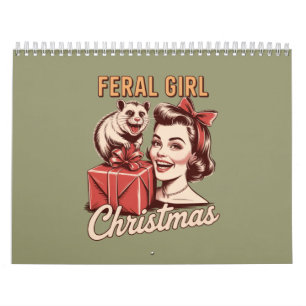 Feral Girl jul jul Opossum Julafton Trashy Retro Kalender