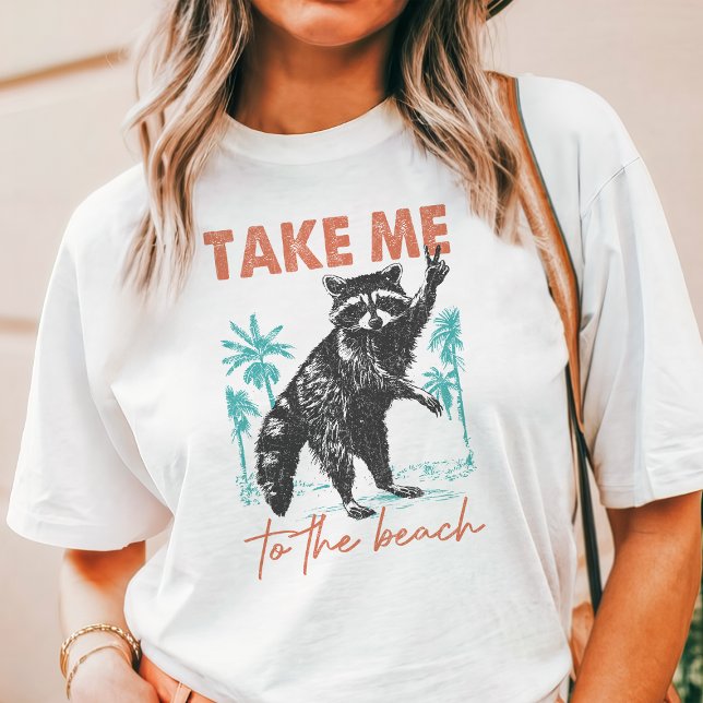Feral Girl Summer Beach Raccoon T Shirt (Skapare uppladdad)