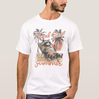 Feral Girl Summer Funny Cute Raccoon T Shirt