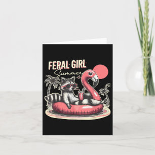 Feral Girl Summer Funny Meme Feral Raccoon Sommar Kort