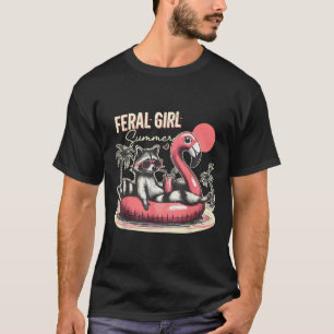 Feral Girl Summer Funny Meme Feral Raccoon Sommar T Shirt
