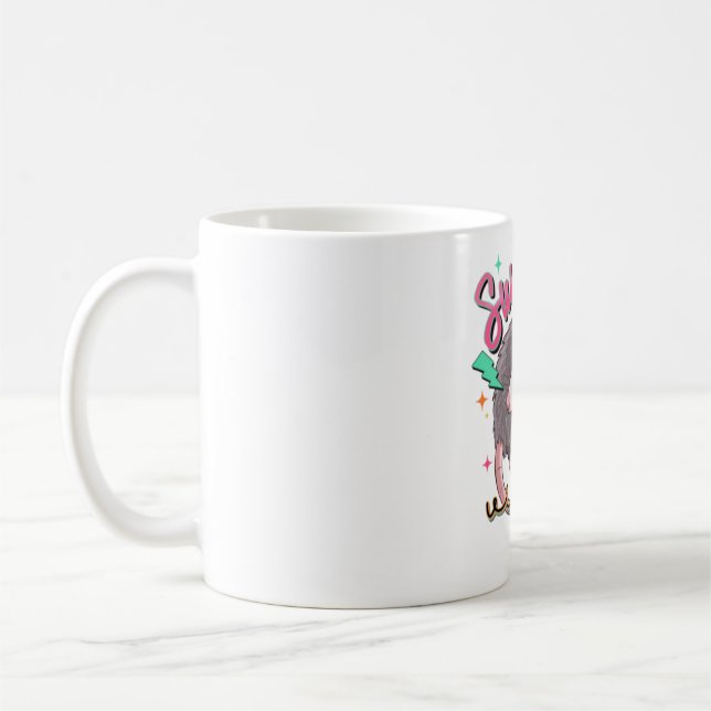 Feral Girl Summer Funny Opossum Kaffemugg (Vänster)