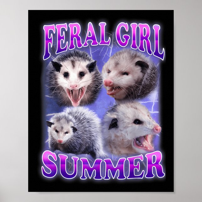 Feral Girl Summer Opossum Funny Meme Poster (Framsidan)