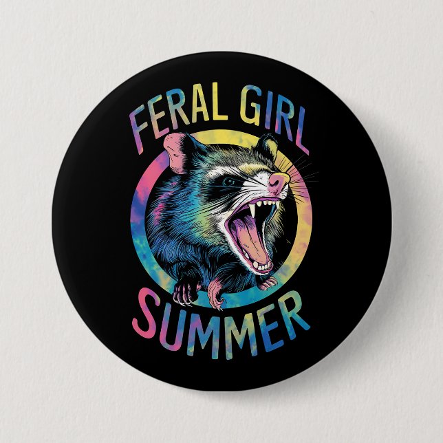 Feral Girl Summer Opossum Tie Dye Raccoon Knapp (Framsida)
