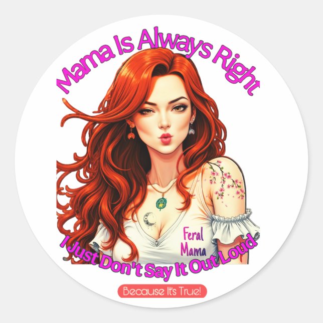 Feral Mamma Runt Klistermärke (Framsida)