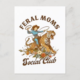 Feral Mamma Social Klubb Funny Retro Boho Cowgirl Helg Vykort