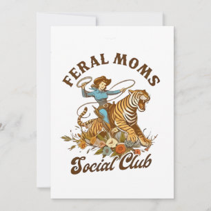 Feral Mamma Social Klubb Funny Retro Boho Cowgirl Inbjudningar