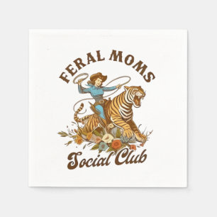 Feral Mamma Social Klubb Funny Retro Boho Cowgirl Pappersservett