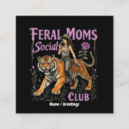 Feral Mamma Social Klubb | Lönsamt Trendig Graphic Fyrkantigt Visitkort