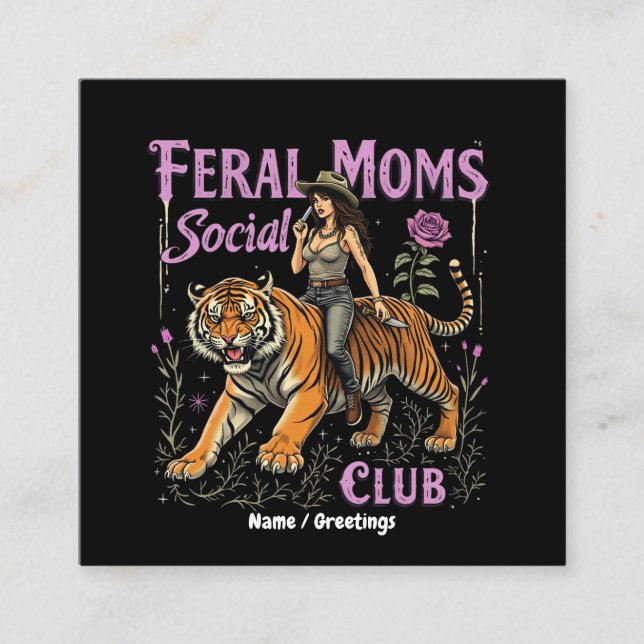 Feral Mamma Social Klubb | Lönsamt Trendig Graphic Fyrkantigt Visitkort (Framsida)