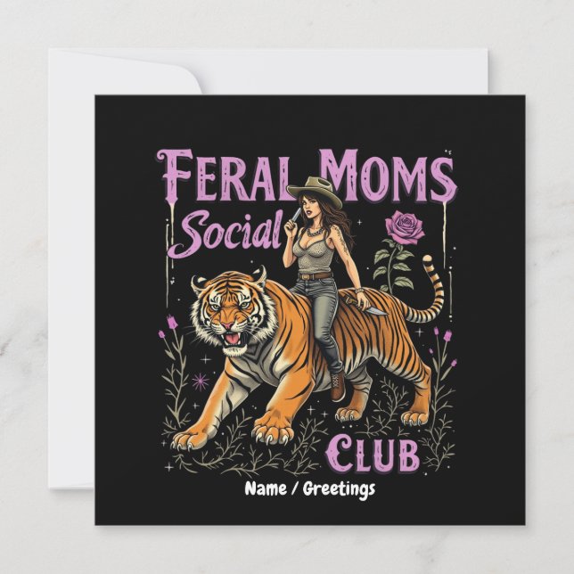 Feral Mamma Social Klubb | Lönsamt Trendig Graphic Inbjudningar (Framsida)