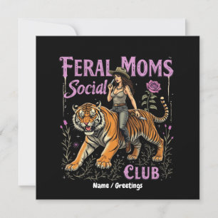 Feral Mamma Social Klubb Lönsamt Trendig Graphic Inbjudningar