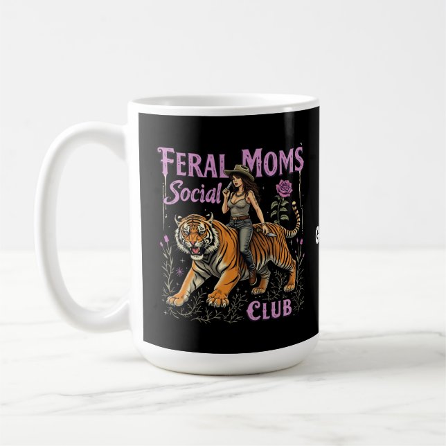 Feral Mamma Social Klubb | Lönsamt Trendig Graphic Kaffemugg (Vänster)