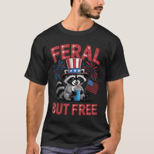 Feral men fri Raccoon Patriotic Design T Shirt