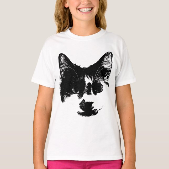 Feral Mood – Ink Style Cat  T Shirt (Framsida)