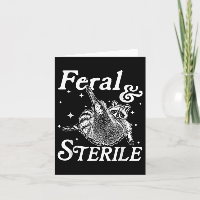 Feral och sterilt, roligt rackoonmeme kort (Framsida)