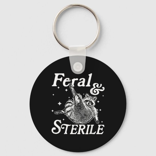 Feral och sterilt, roligt rackoonmeme nyckelring (Framsida)