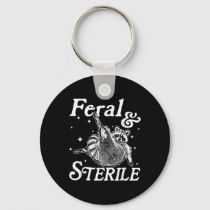 Feral och sterilt, roligt rackoonmeme nyckelring