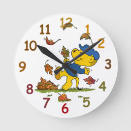 Ferald Bland Höst löv Rund Klocka