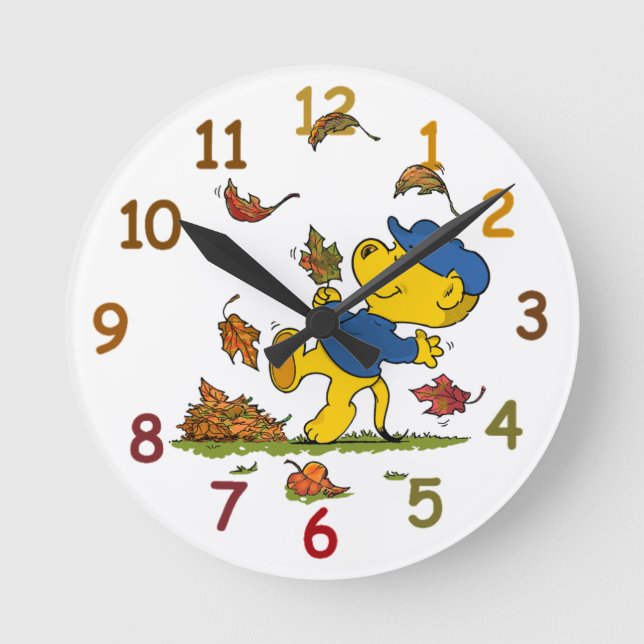 Ferald Bland Höst löv Rund Klocka (Framsida)