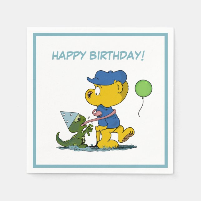 Ferald och Baby Lizard Birthday Pappersservett (Framsidan)