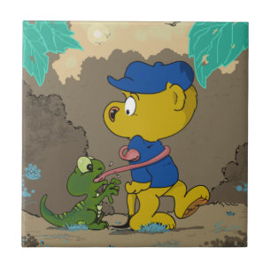 Ferald och Baby Lizard Kakelplatta