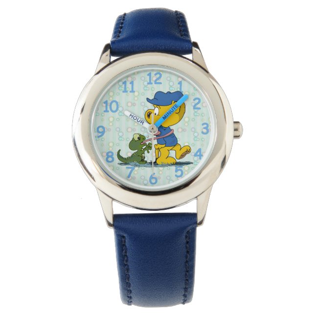 Ferald och Baby Lizard Round Clock Armbandsur (Framsida)
