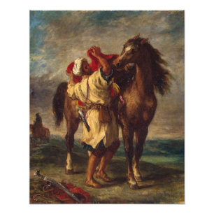 Ferdinand Delacroix Arab Saddling Hans Horse Fototryck