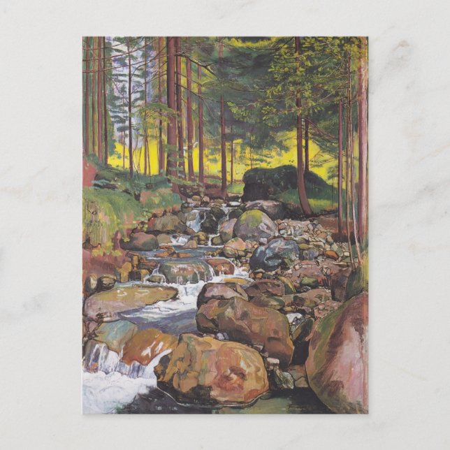 Ferdinand Hodler- Forest med bergsström Vykort (Framsida)