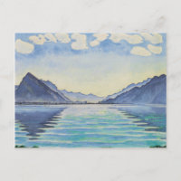Ferdinand Hodler- sjö Thun, symmetrisk reflexion