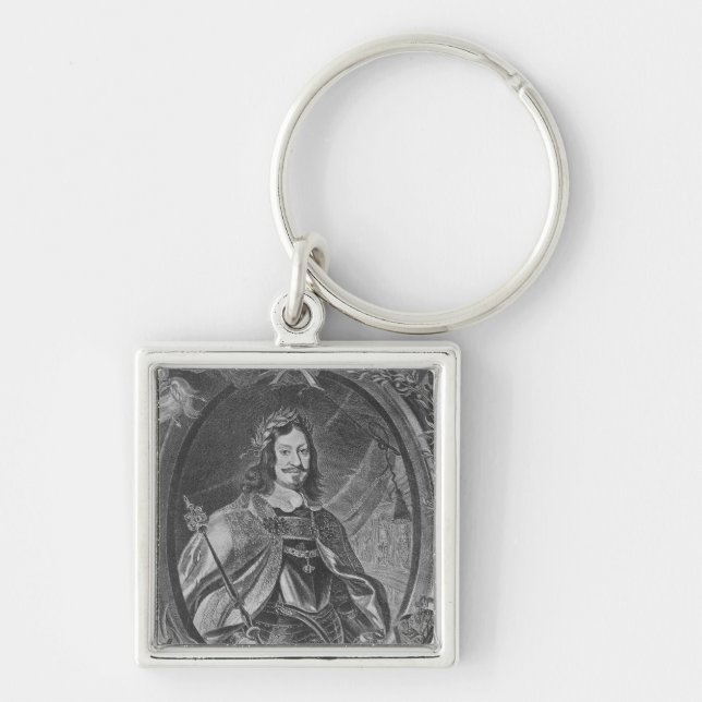 Ferdinand III, helig romersk kejsare Fyrkantig Silverfärgad Nyckelring (Framsidan)