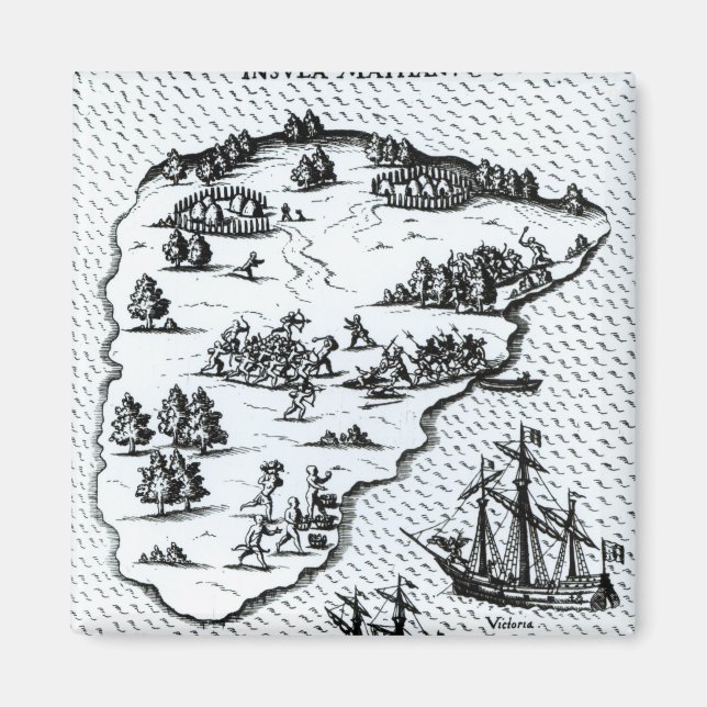 Ferdinand Magellan Fighting Natives på ön Magnet (Framsidan)