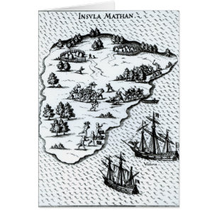 Ferdinand Magellan stridighetinfödingar på ön Hälsningskort