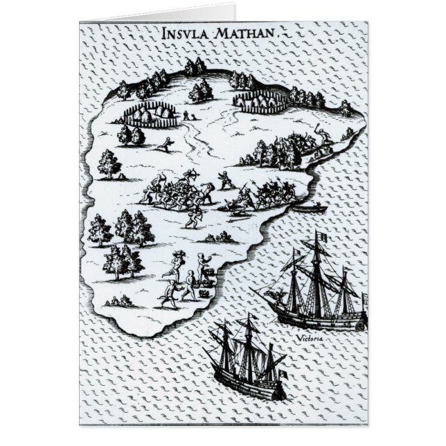 Ferdinand Magellan stridighetinfödingar på ön Hälsningskort (Framsidan)