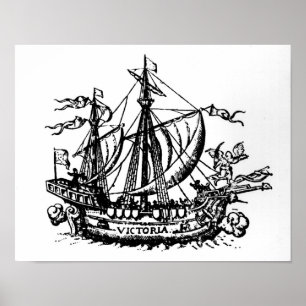 Ferdinand Magellans båt Victoria Poster