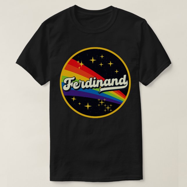 Ferdinand Rainbow in Space Vintage Stil T Shirt (Design framsida)